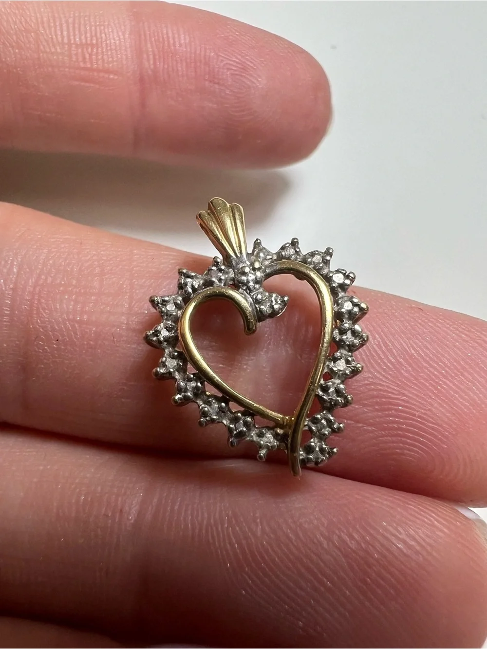 Classic 10K Gold Two-Tone Heart Pendant